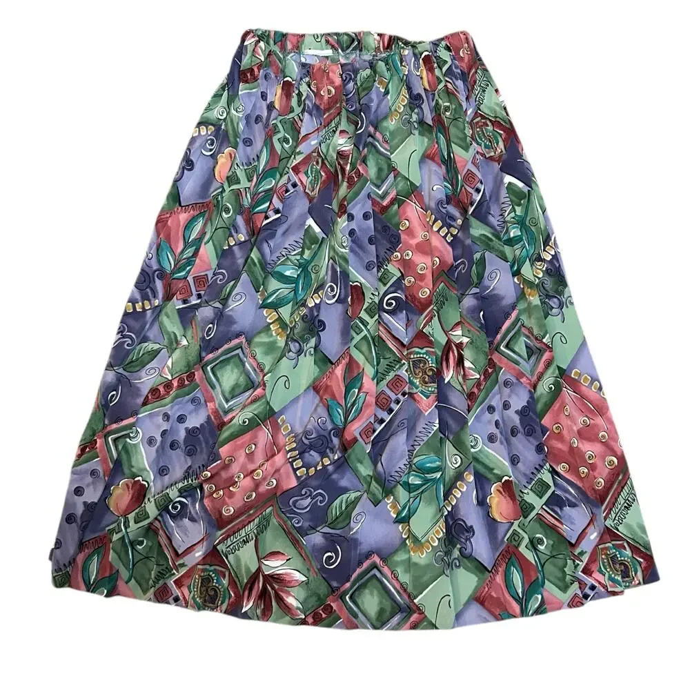 Vtg Pleated Womens Maxi Skirt 24